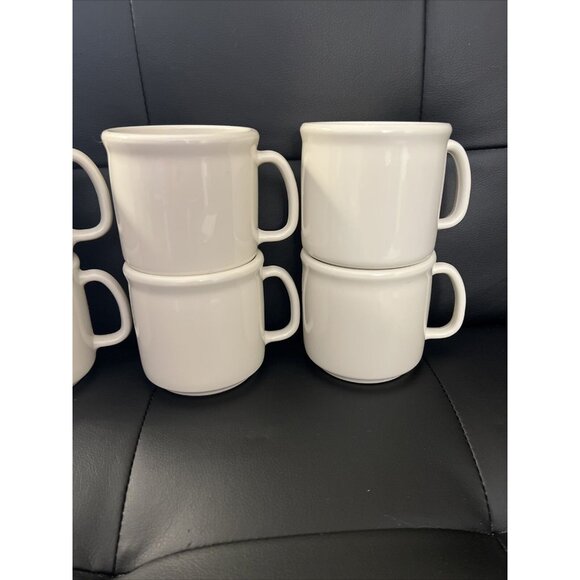 Tupperware Melamine Mugs With Handles Cream Mod Vintage 1970s Set Of 8 - Picture 5 of 12